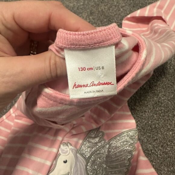 Hanna Andersson Pegasus Striped Appliqué Dress Sz 130cm - Picture 6 of 6